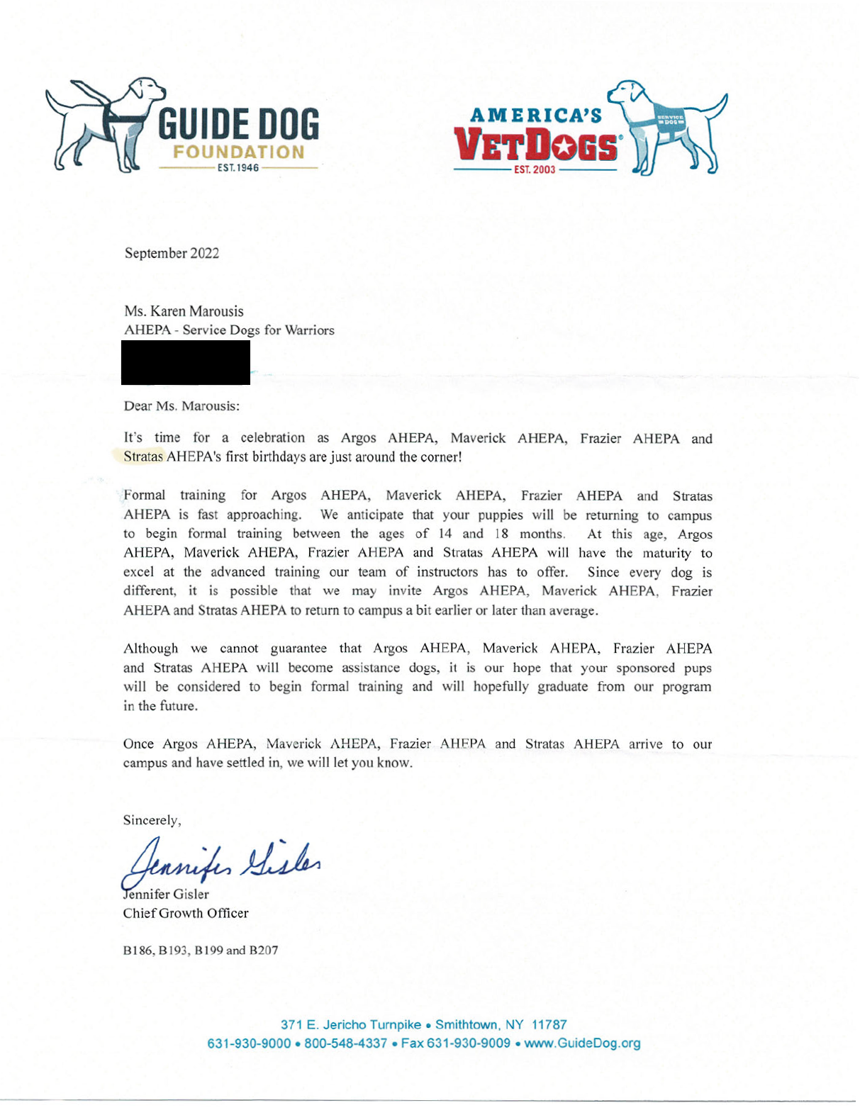 Stratas AHEPA, AHEPA Service Dogs for Warriors